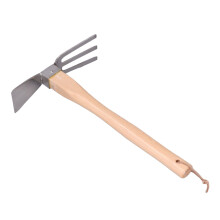 Hoe Rake Stainless Steel Blade Small Hoe Beech Handle Garden Tools Cultivator Hand Tiller for loosening Soil Weeding Digging