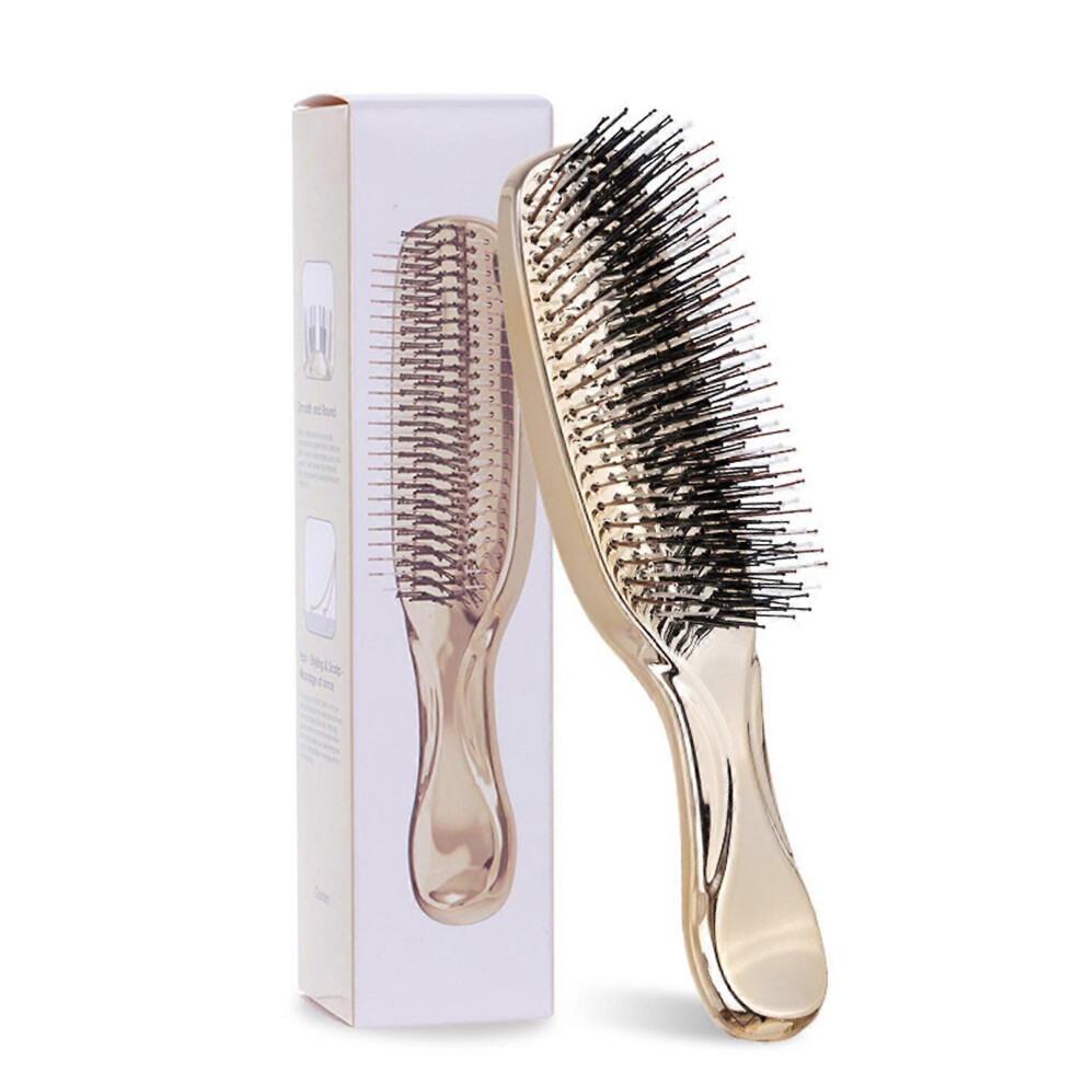 (Purple and white, One size) Boar Bristles Hair Brush Detangling Brush for Long,Curly or Any Type Hair Wet Dry Hair Brush Hairbrush Detangler Brush  G
