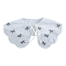 (As show, One size) Lolita for Doll False Collar Shawl Scarf Hollow Embroidery Flower Shoulder Wrap Half Shirt Poncho Cape for Women Girls White