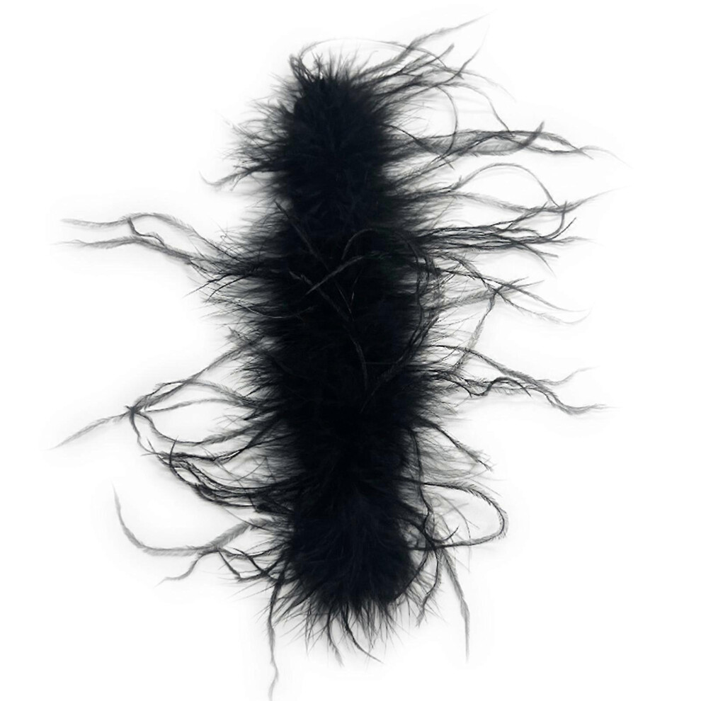 (Pink, One Size) Wrist Feather Cuffs Feather Wristband Feather Slap Bracelet Fashion Fur Cuff Ponytail Holder Hair Tie Black Pink,Black