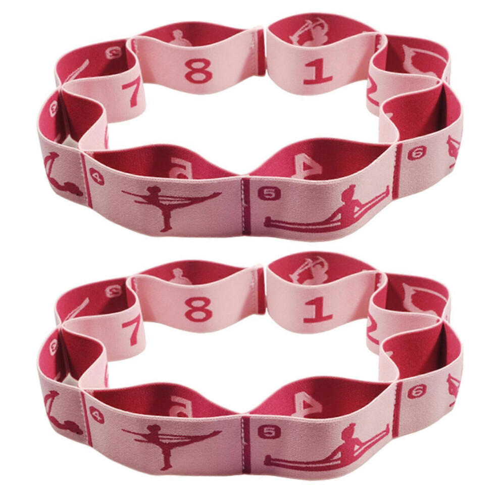 ( pink color, One size) 2pcs Nonslip Stretching Strap Fitness Resistance Band Exercise Workout Band for Rehabilitation Exercises