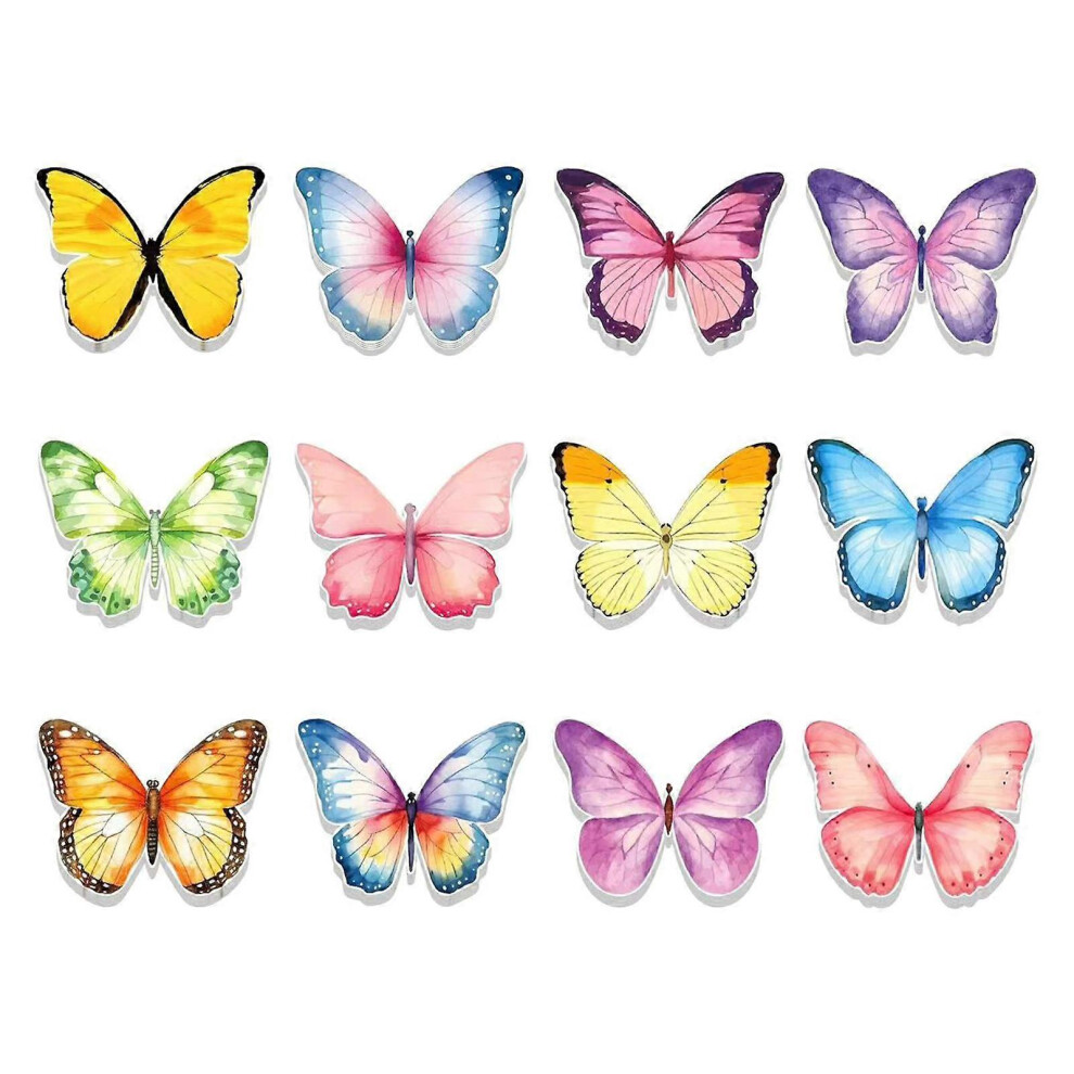 (butterfly design 1, One size) 12Pcs Beautiful Stick Notes Self-Stick Memo Note Writing Pads Self-Adhesive Diary Page Notepad for Office & School Use