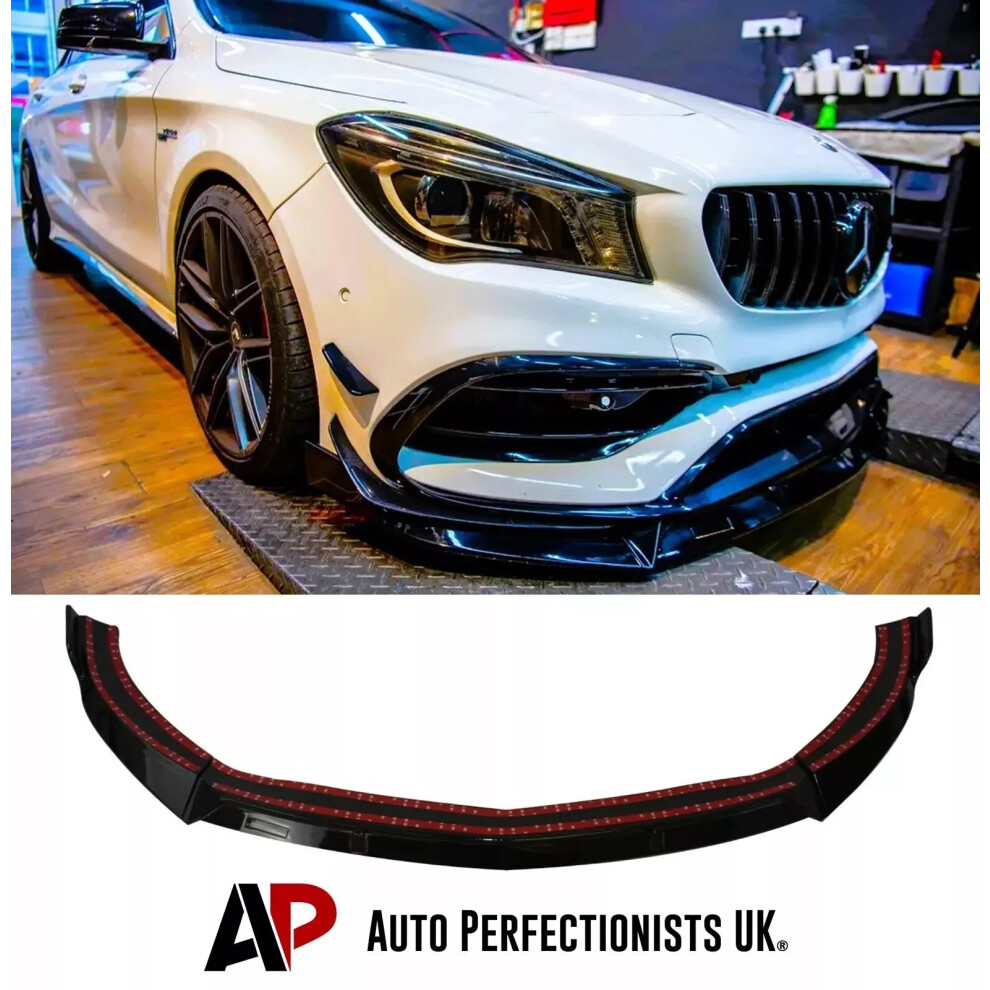 For Mercedes Cla Class Amg Line Cla45 W117 Splitter Spoiler Lip Black 5061072660443