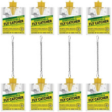 Outdoor Fly Traps (8 Pack) with Adjustable Hanging Chain (4 Pack), Disposable Hanging Fly Traps