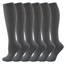 6 Pairs Compression Socks for Women and Men Circulation, 2030 mmhg Support Gray (M)