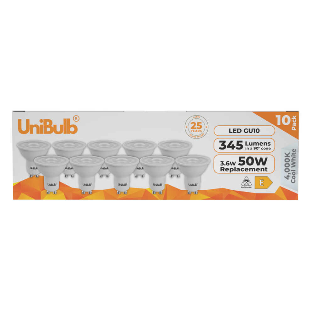 UniBulb GU10 Cool White 4000K Spot Bulbs 345lm 3.6W – 10 Pack Lighting - Image 6