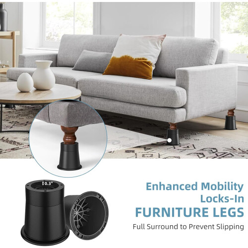 4 Set Stackable Furniture Risers for Bed and Sofa 2.3/3.3 Inch 1