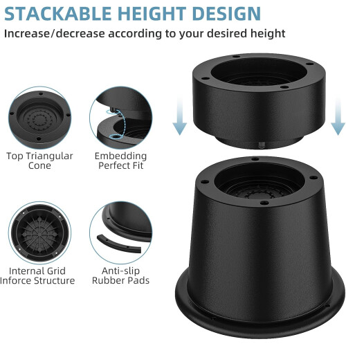 4 Set Stackable Furniture Risers for Bed and Sofa 2.3/3.3 Inch 2