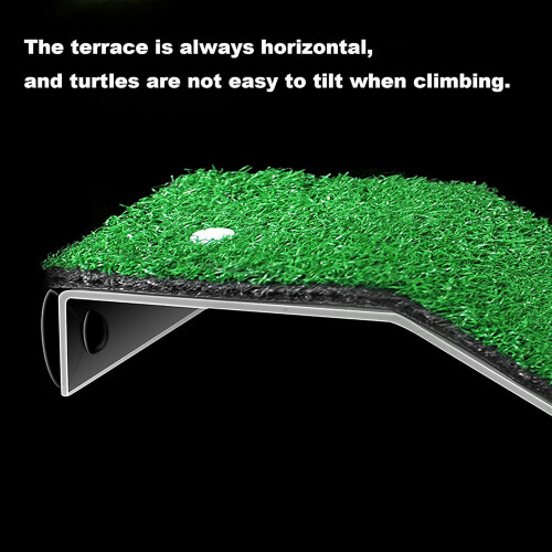 Turtle Basking Platform  5.9 X 8.7 X 1.3 Inches Tortoise Basking Platform  Simulation Grass Ramp with Suction Cup 2