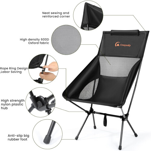 Compact Folding High Back Camping Chair for Hiking 1