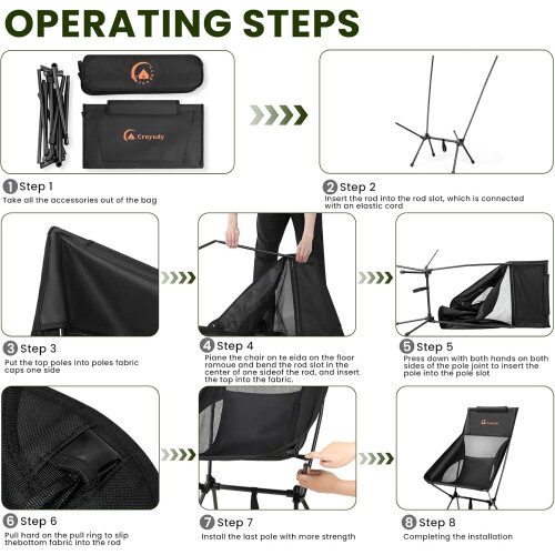Compact Folding High Back Camping Chair for Hiking 2