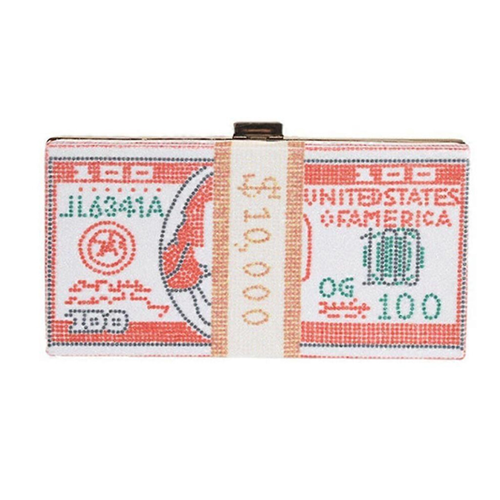 (As show, One size) Money Clutch for Rhinestone Purse Stack of Cash Evening Handbag Shoulder Bag Crossbody Bags for Women Girls  Red