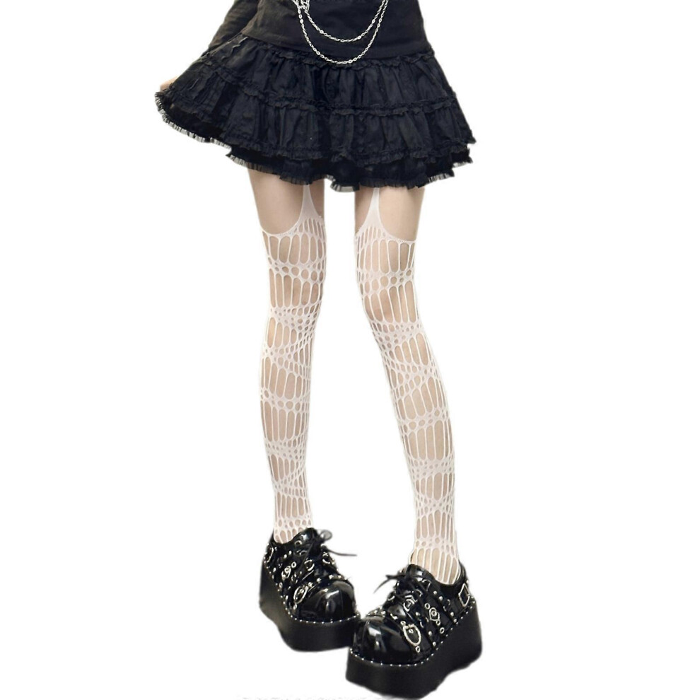 (As show, One size) Summer Thin Sheer Distressed Stockings for Women Sweet Sexy Fishnet Stockings Pantyhose Highs Waist Pantyhose Tights