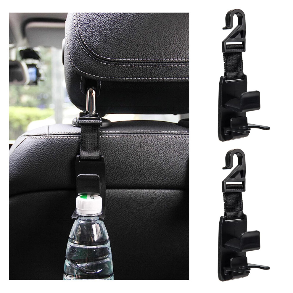 2 Pack Car Seat Headrest Hook Strong & For Handbag Purse Coat Black 6493810775659
