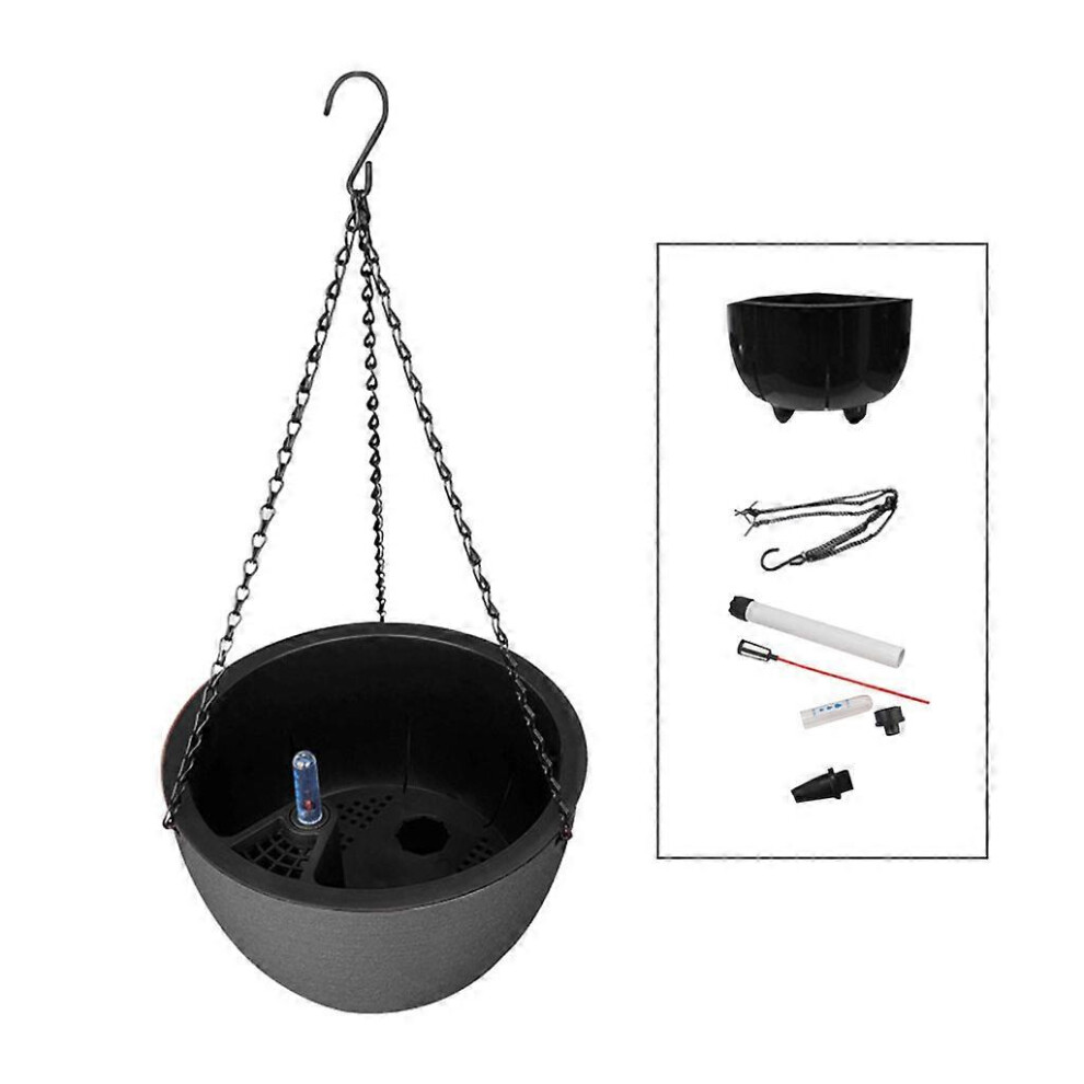 (As show, One size) Self Watering Flower Pots Plants Wicking Pots with Wick Cotton Rope Plastic Planter Pot for Indoor Plants Flowers Herbs  Dark Grey 220# Small