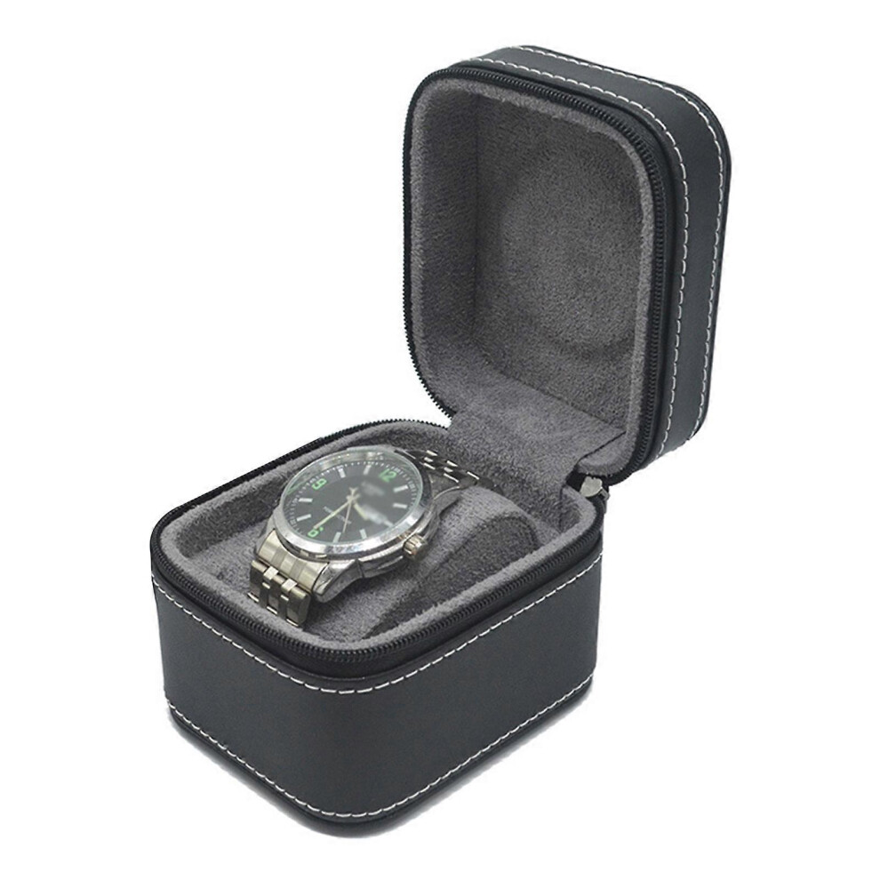 (As Show, One Size) Soft Watch Travel For Case Watch Roll Organizer Detachable Cushion Zippered Box 1 Slot Storage Box For Wristwatch Jewelr Black