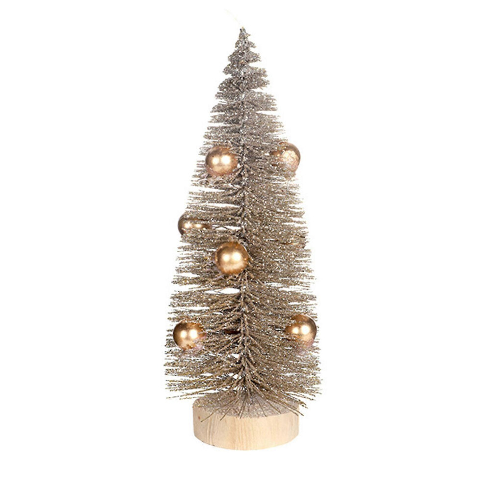 (15cm high, One size) Elegant Christmas Tree Miniature Tree with Wood Base Desk Ornament Table Decoration Stylish Festives Embellishment