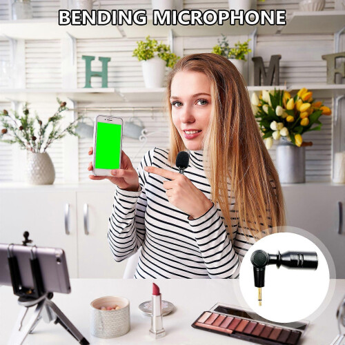 (2 section plug, One size) Vlog Bendable Microphone Connector with Easy Angle Adjustment for Streamers and Voice Recording Online Hosts Enthusiasts 1
