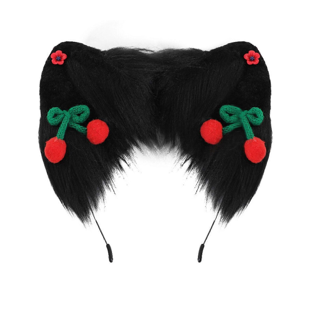 (Red, One Size) Furry Cosplay Hairband Party Anime Cosplay Halloween Role Playing Props Wolf-Ears Halloween Party Accesoories Black Black,Red