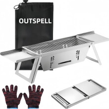 small portable charcoal grill: mini foldable tabletop grills for camping Picnic beach stainless steel bbq grill for outdoor(Type3)