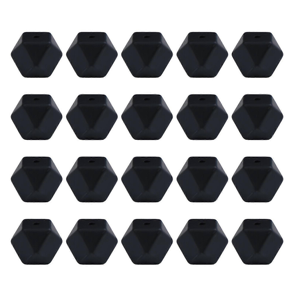 (beech color, One size) 20Pcs Octagonal Resin Beads for Bracelet Necklace Jewelry Making Geometric Beads 14mm Spacer Beads for Handmade Craft  Black