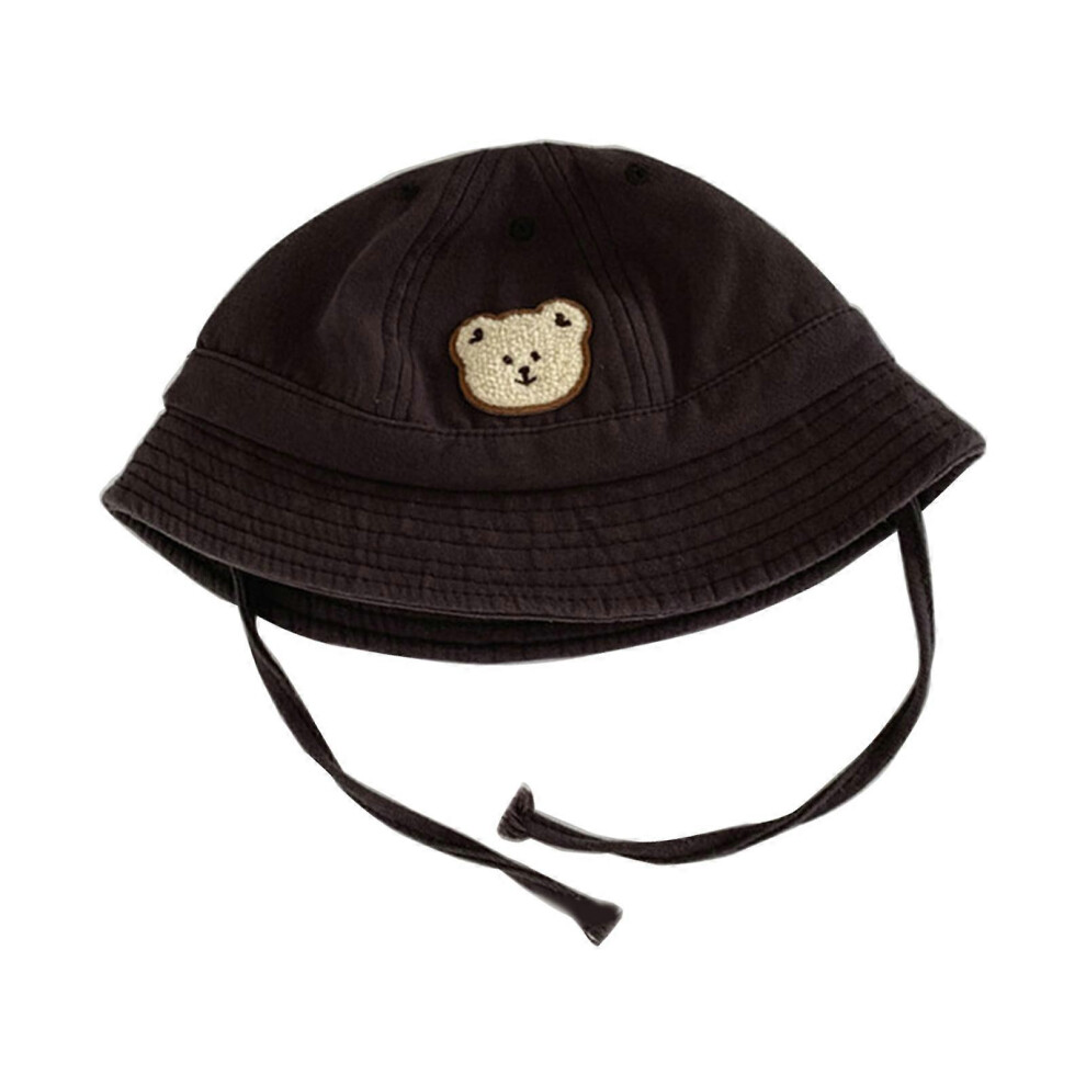 (Khaki, One size) Baby Fisherman Hat 10-24m Basin Hats with Cute Bear Pattern Children Cap Fashion Boys Girls Sun Protections Bucket Hat  Dark Grey