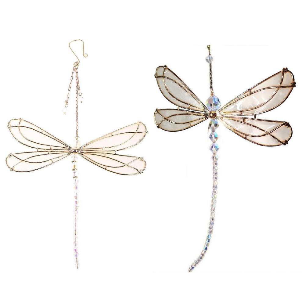 (As show, One size) Delicate Crystal Hanging Dragonfly for Sun Catcher with Chain Rainbow Maker Pendant Suncatcher for Balcony for Windows B