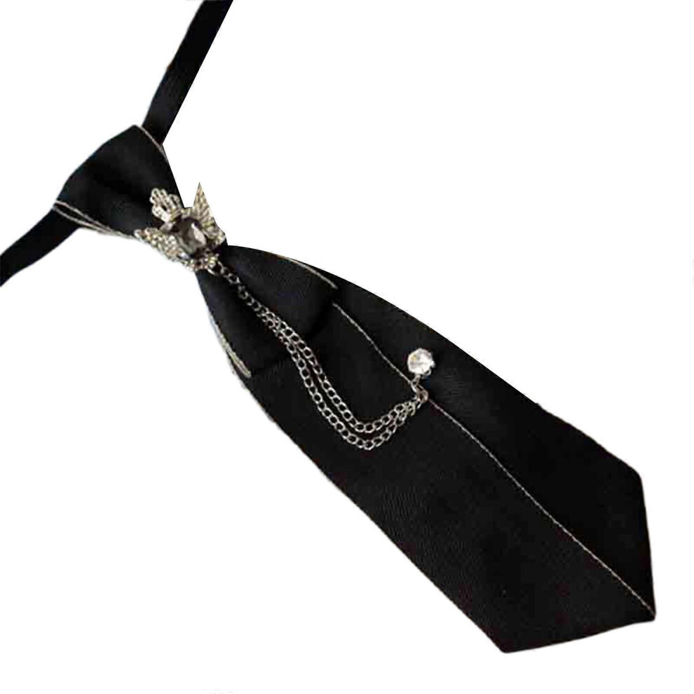 (1, One size) Men Women Boys Vintage Adjustable Necktie Gothic Steampunk for Rhinestone Metal Chain Bow Tie Pre-Tied Luxury Decorative Jewelry Bowtie