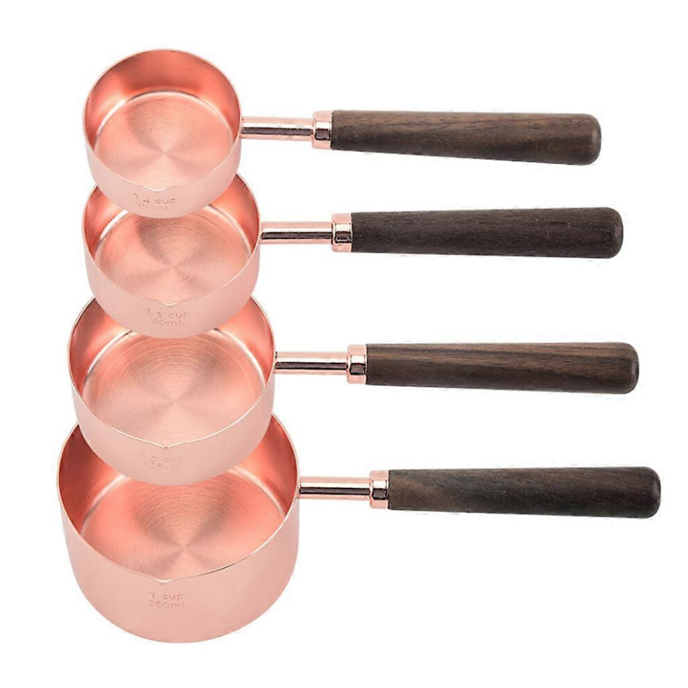 (As show, One size) 4 PCS Stainless Steel Metal Measuring Cups/Spoons for Dry or Liquid Stackable Kitchen Cooking or Baking Measuring Gadget