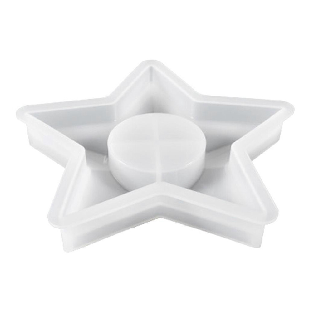 (Five  pointed star, One size) Homemade Candle Holder Mold Crystal Epoxy Mould Thick Durable Mirror Silicone Mould Aromatherapy Candle Plaster Mould
