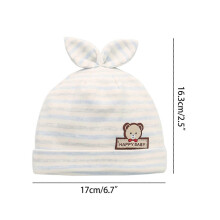 (As show, One size) 0-6 Months Baby Cute Ears Hat Soft Cotton Bonnet  Caps  Headwear Infant Solid Color Bonnet Hospital Hat Night Wear  Gifts  1#