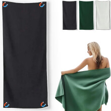 Quick-Dry Sand-Resistant Coral Fleece Dark Gray Towel for Outdoor Bath Beach