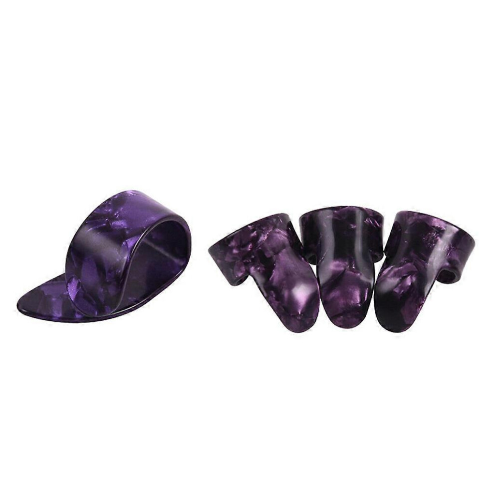 (As Show, One Size) 4 Pcs Adjustable Finger Thumb Picks Plastic Finger Picks Replacement Guitar Thumbpicks Stringed Instrument Accessories Purple