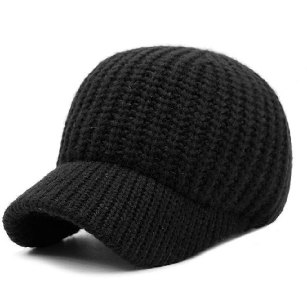(As Show, One Size) Low Profile Baseball Cap Solid Color Sunscreen Outdoor Sports Ribbed Knitted For Snapback Trucker Dad Hat With Visor Bri Black