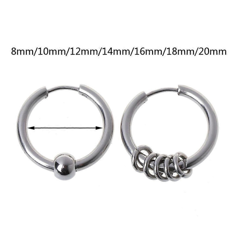(8mm, One size) Vintage 8-20mm Stainless Steel Punk Circle Hoop Ear Studs 1 Pair Punk Circle Hoop Earrings All-match for Friend Birthday  12mm