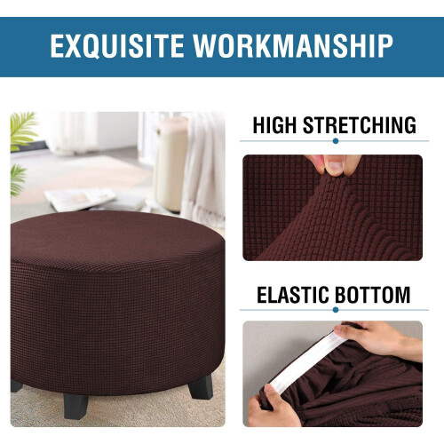 Stretch Ottoman Cover Dark Coffee for Footrest Storage X-Large 1