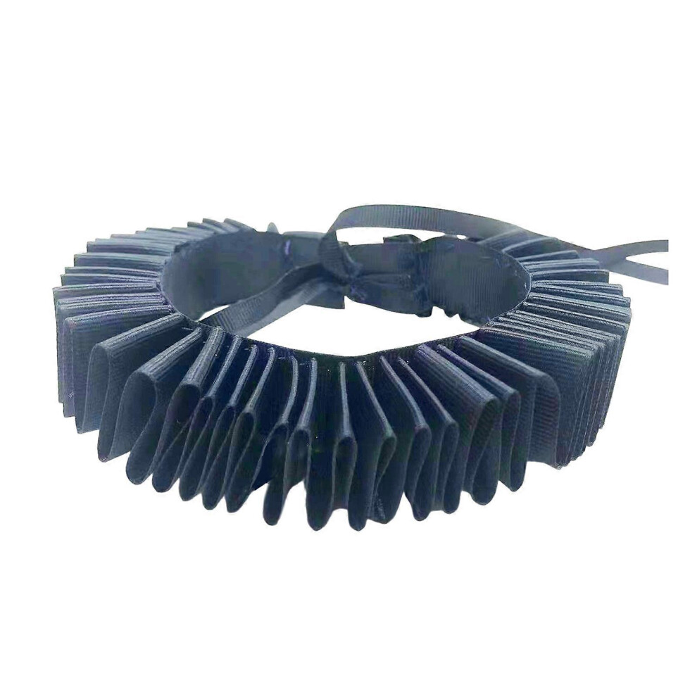 (, One Size) Elizabethan Faux Collar Renaissances Ruffled Clown Choker Vintage Victorian Necklace Neck Ruff Cosplay Collar Shawl Black