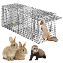 32' Live Animal Cage Trap  Steel Large Folding Humane Cat Trap Raccoon Trap w/Handles