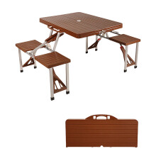 Outdoor Table and Chairs, One Piece Folding Design, and, with 4 Chairs, for Camping, Fishing and Picnics