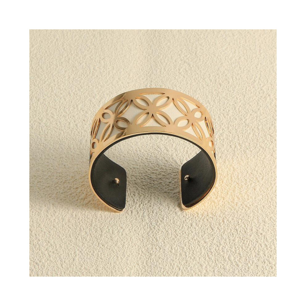 (0025-WHITE)Vintage Leather Bracelet For Women with Mariposa Pattern Georgette Interchangeable Style Double face Fashion jewelry gift for desktop/race
