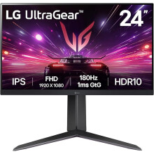 LG Ultragear Gaming Monitor 24GS65F, 24 Inch, 1080p, 180Hz, 1ms, IPS Display, HDR 10, NVIDIA G-Sync Compatible & AMD FreeSync