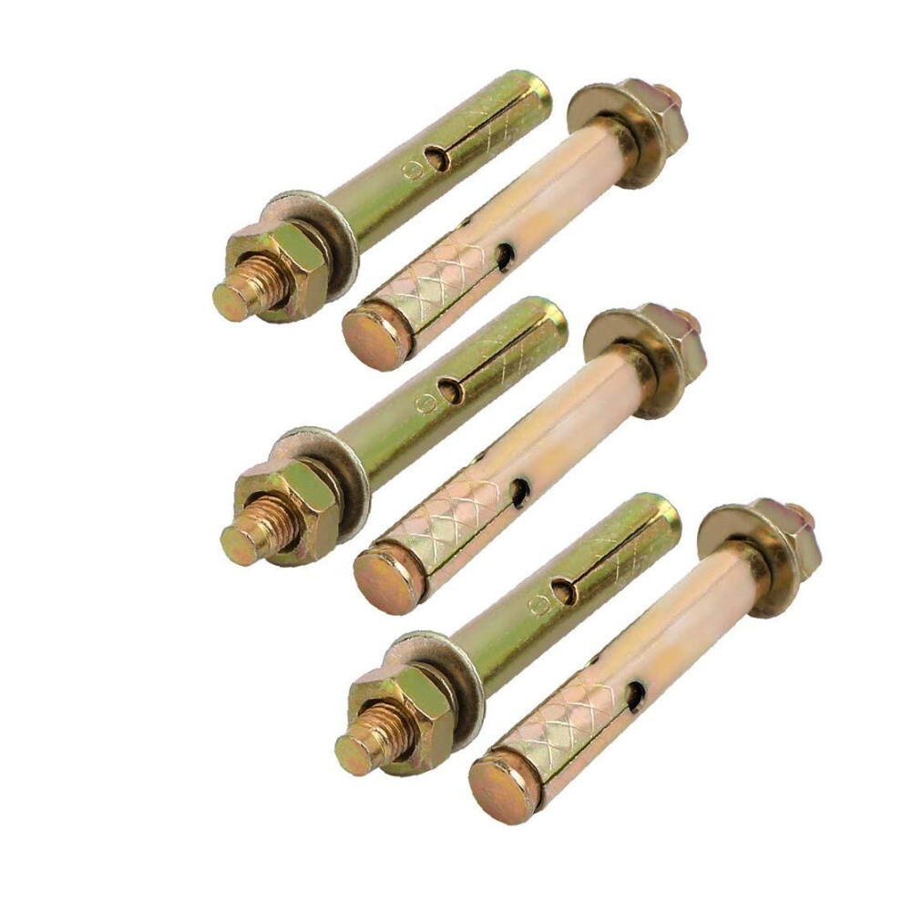 M8x80mm Zinc Plated Sleeve Anchor Expansion Bolt Bronze Tone 6Pcs (Color : Multiple Colors, Size : Medium) 6493810841231