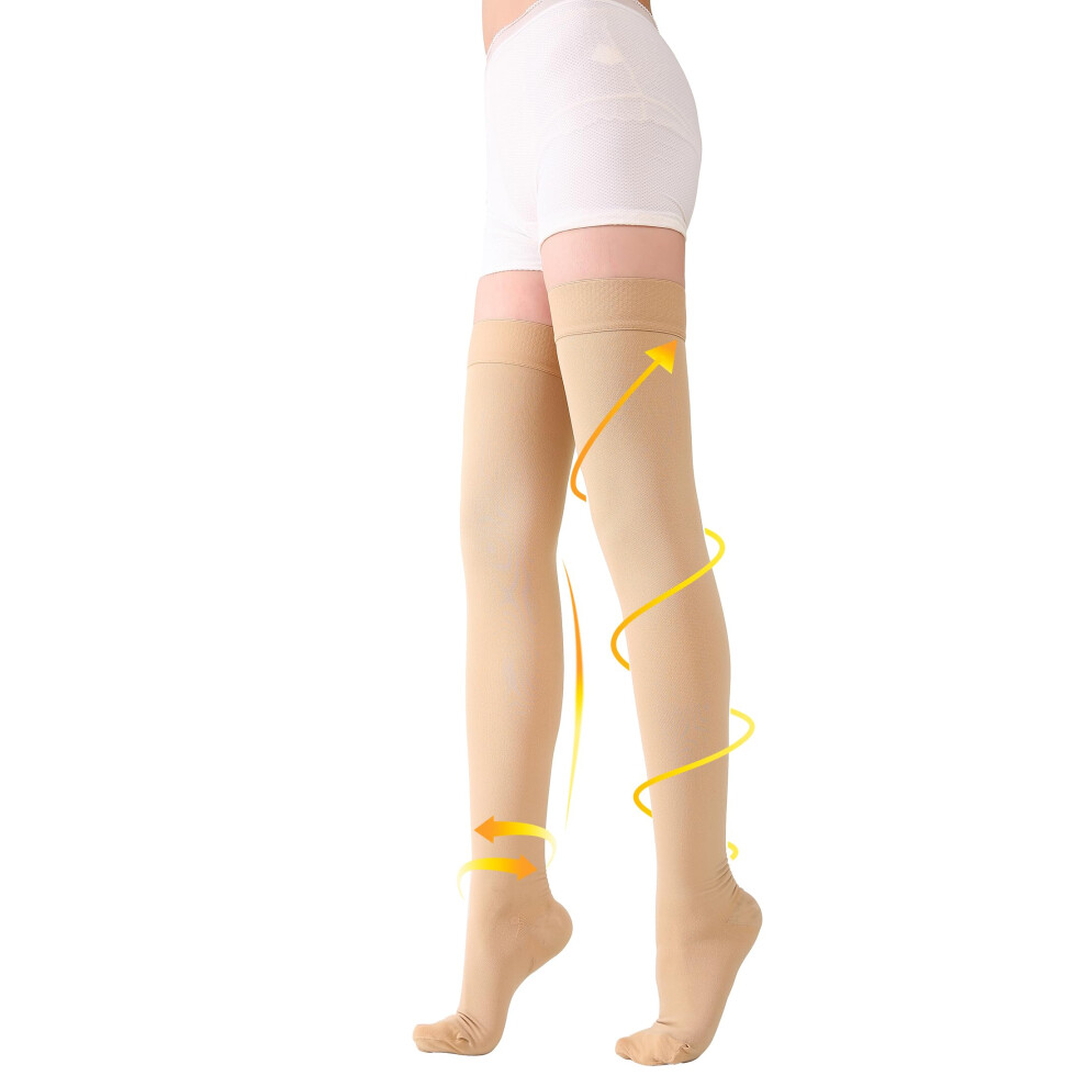 Thigh High Compression Socks for Women  Men, Closed Toe 15  20mmHg Graduated Medical Compression