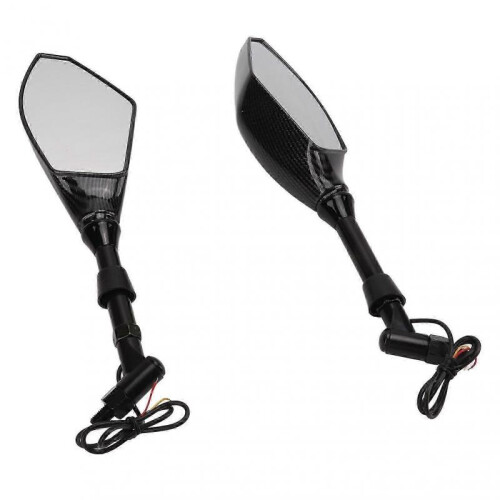 Rear View Mirrors with LED Turn Signals Universal Motorcycle Indicator Left and Right Replacement for Ducati 2