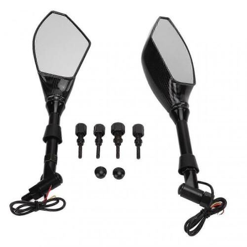 Rear View Mirrors with LED Turn Signals Universal Motorcycle Indicator Left and Right Replacement for Ducati 1