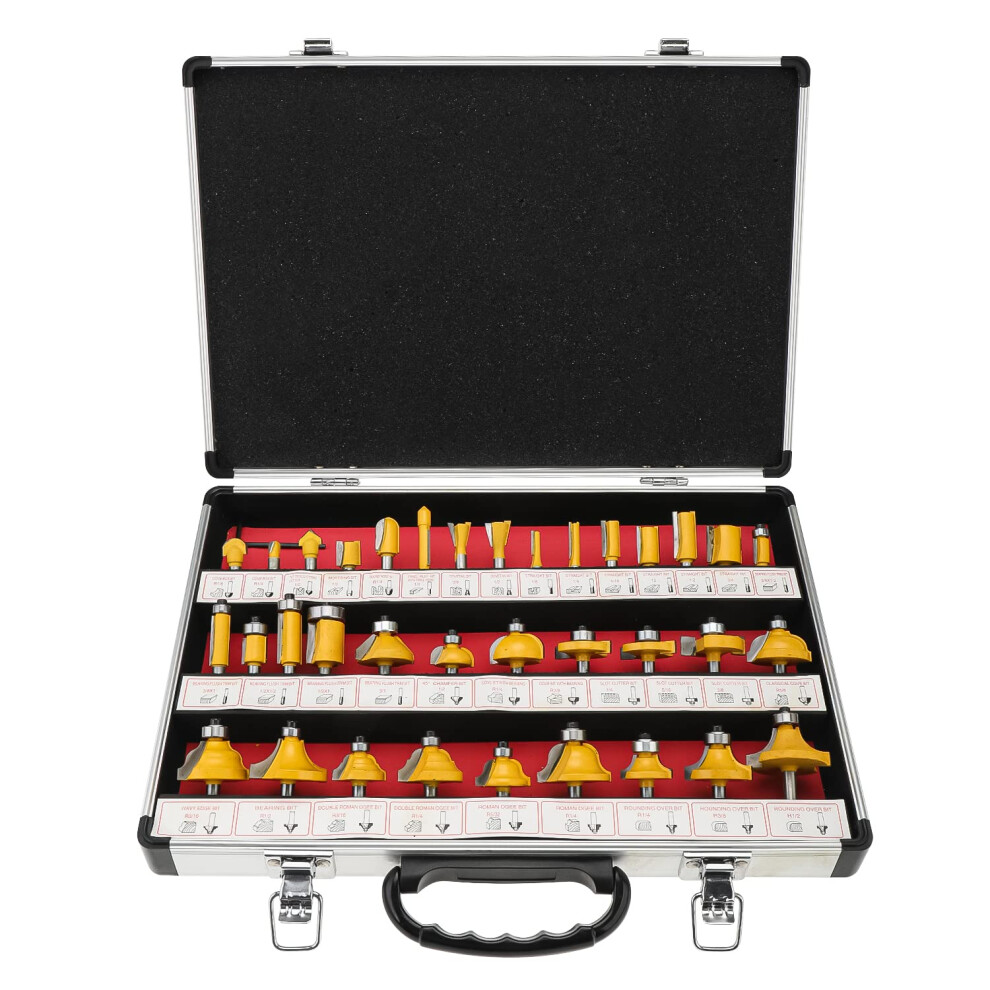 35Pcs Tungsten Carbide Tip Router Bit Set 1/4In Shank For Doors, Tables, Shelves, Cabinets, Diy Woodwork 6493810905827