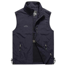 (M, navy blue) Spring Summer Men Waistcoat Mens Casual Loose Solid Thin Vest Coats Outdoor Photography Fishing Hiking Cargo Vest Jacket M-6XL