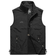 (XXXXL, black) Spring Summer Men Waistcoat Mens Casual Loose Solid Thin Vest Coats Outdoor Photography Fishing Hiking Cargo Vest Jacket M-6XL
