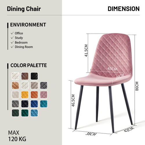 (Rose, 2) 2/4/6x Dining Chairs metal Legs Home office 2