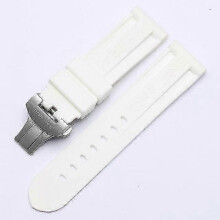 (24mm silver buckle, White) Butterfly Buckle Watch Strap Watch Band Silicone Rubber Watch Band Replacement For Panerai Strap Tools Steel Buckle